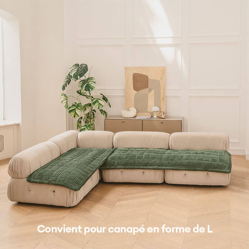 Housse de canapé en flanelle douce et respirante motif gaufre pour animaux confortable et cosy