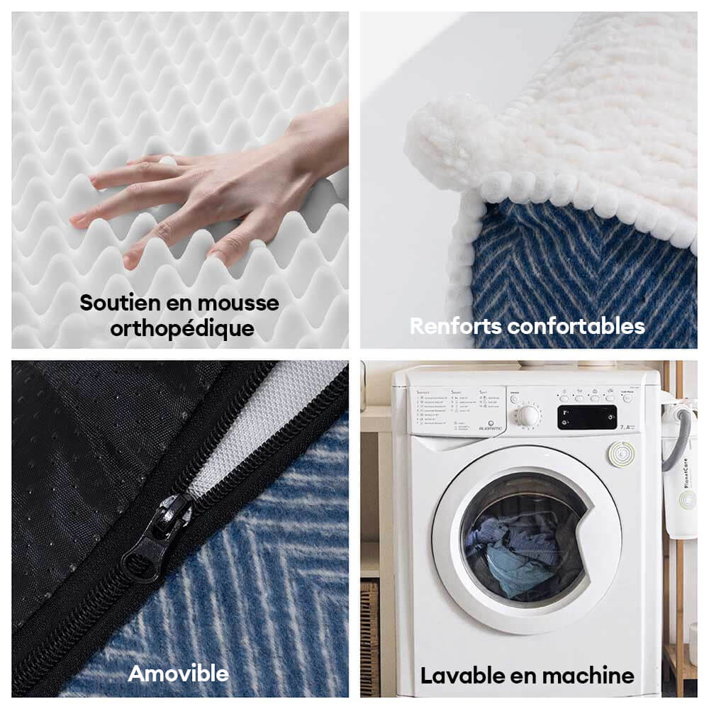 Canapé-lit lavable en peluche pour chien - Crème Douce