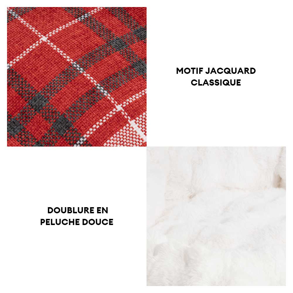 Lit pour chien en peluche Jacquard classique en forme de donut - Coin Douillet