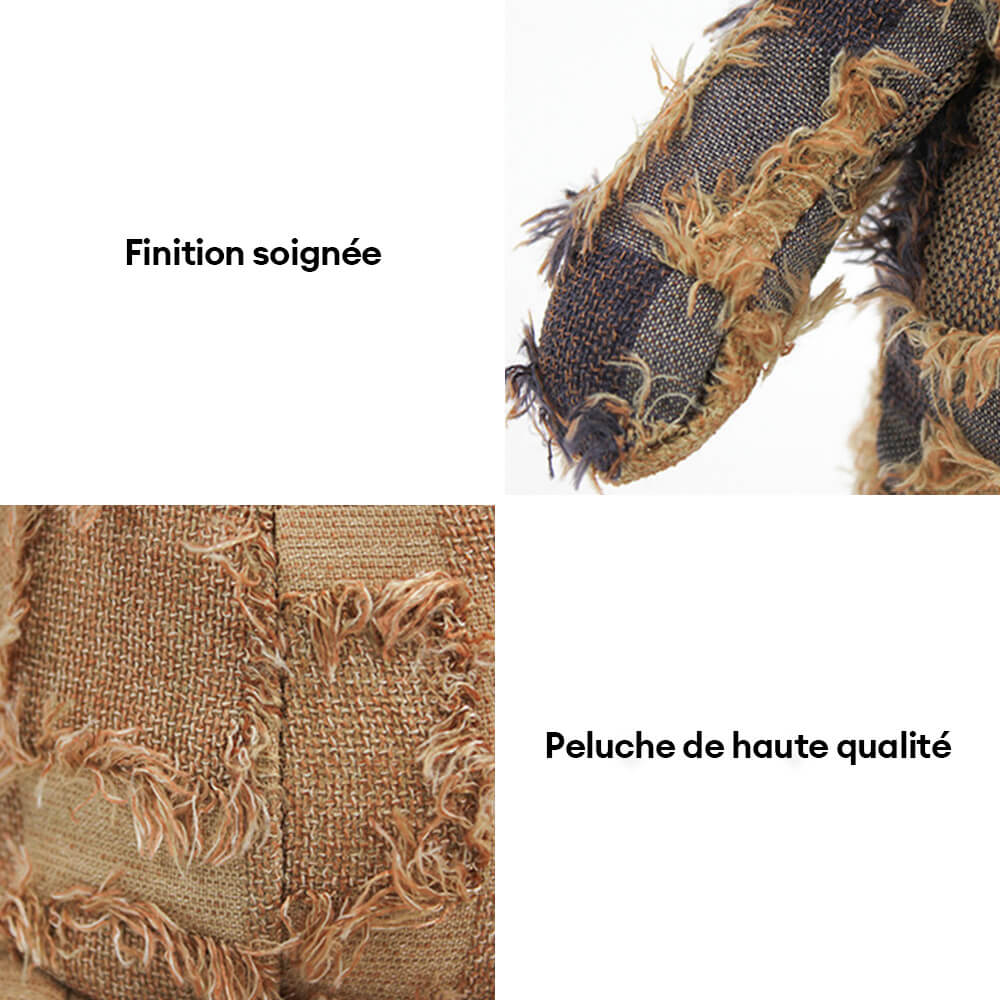 Jouet couineur en peluche durable pour chien à mâcher en denim rustique
