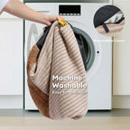 Lit orthopédique pour chien couvert en peluche rayée avec oreiller - FluffyWarm