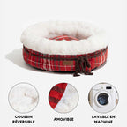 Lit pour chien en peluche Jacquard classique en forme de donut - Coin Douillet