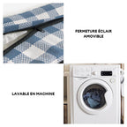 Lit rectangulaire pour chien avec tête de dossier à carreaux classiques et grand soutien apaisant - Dreamy Wave