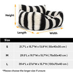 Lit pour chien et chat en fausse laine d’agneau rayures noires et blanches - Clés de piano hiver