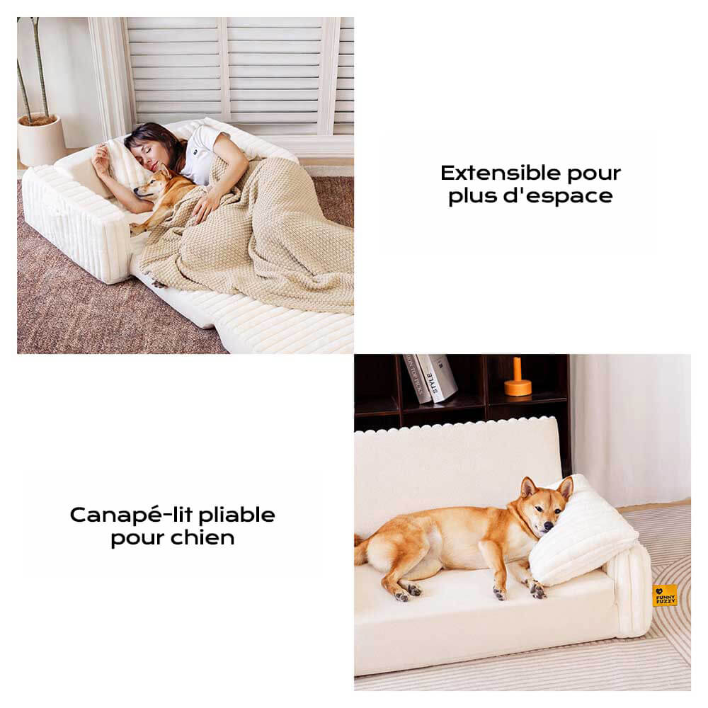 Lit orthopédique moelleux et crémeux pour chien et homme confort extensible