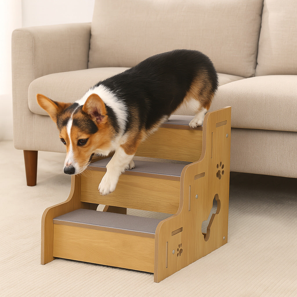 Rampe d’escalier pour chien en bois massif antidérapante et sécurisée