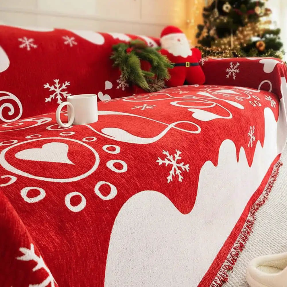 Couverture de canapé résistante à l'usure en chenille pour décoration de Noël