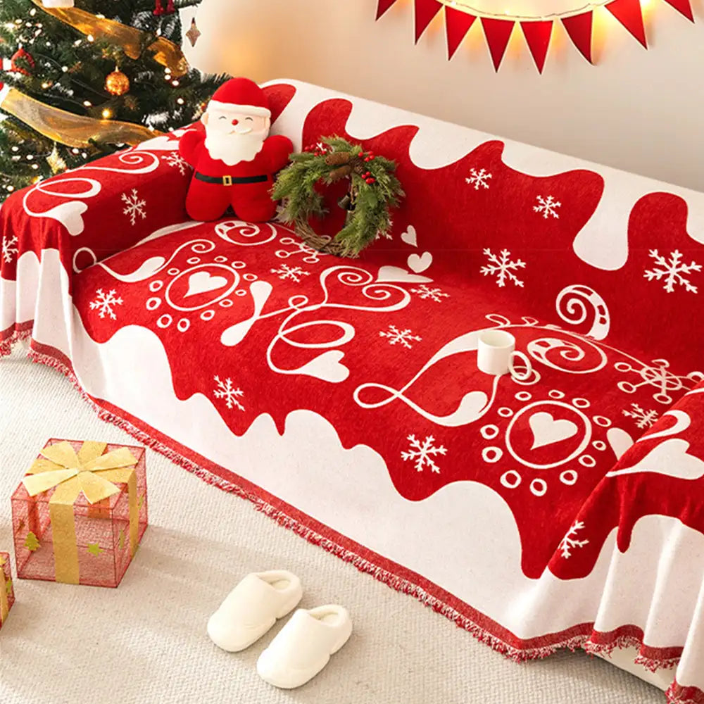 Couverture de canapé résistante à l'usure en chenille pour décoration de Noël