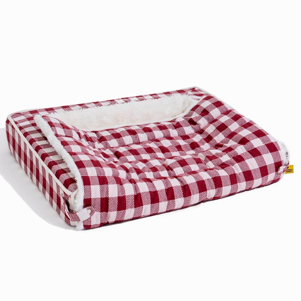Lit pour chien classique en plaid ergonomique apaisant extensible et lavable