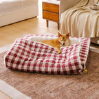 Lit pour chien classique en plaid ergonomique apaisant extensible et lavable