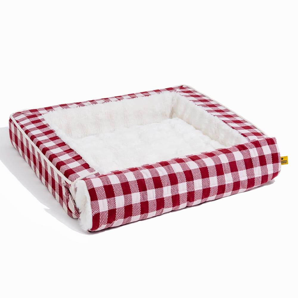 Lit pour chien classique en plaid ergonomique apaisant extensible et lavable