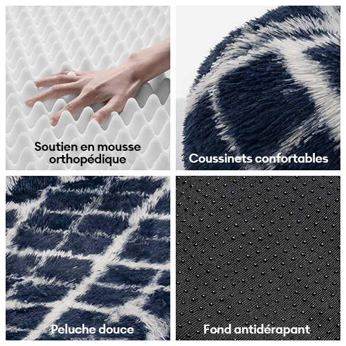 Lit orthopédique pour chat en peluche à motifs écossais - Confort douillet