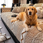 Housse de canapé classique en plaid peluche résistant aux rayures confortable antidérapante