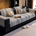 Housse de canapé classique en plaid peluche résistant aux rayures confortable antidérapante