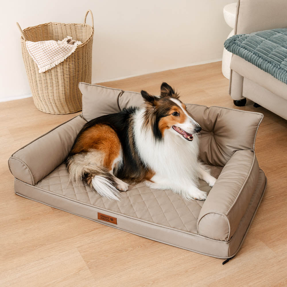 Luxe lit pour chien grand en simili cuir pliable orthopédique - CoreLounge