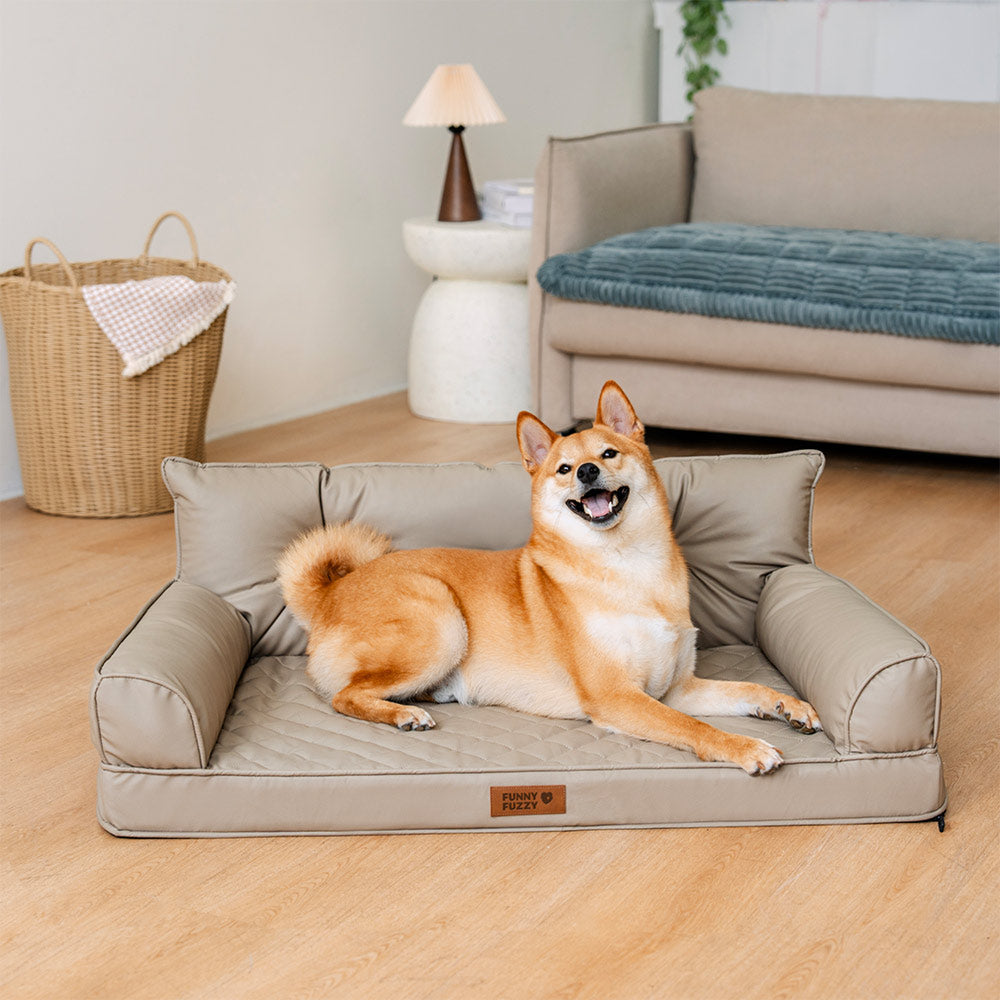 Luxe lit pour chien grand en simili cuir pliable orthopédique - CoreLounge
