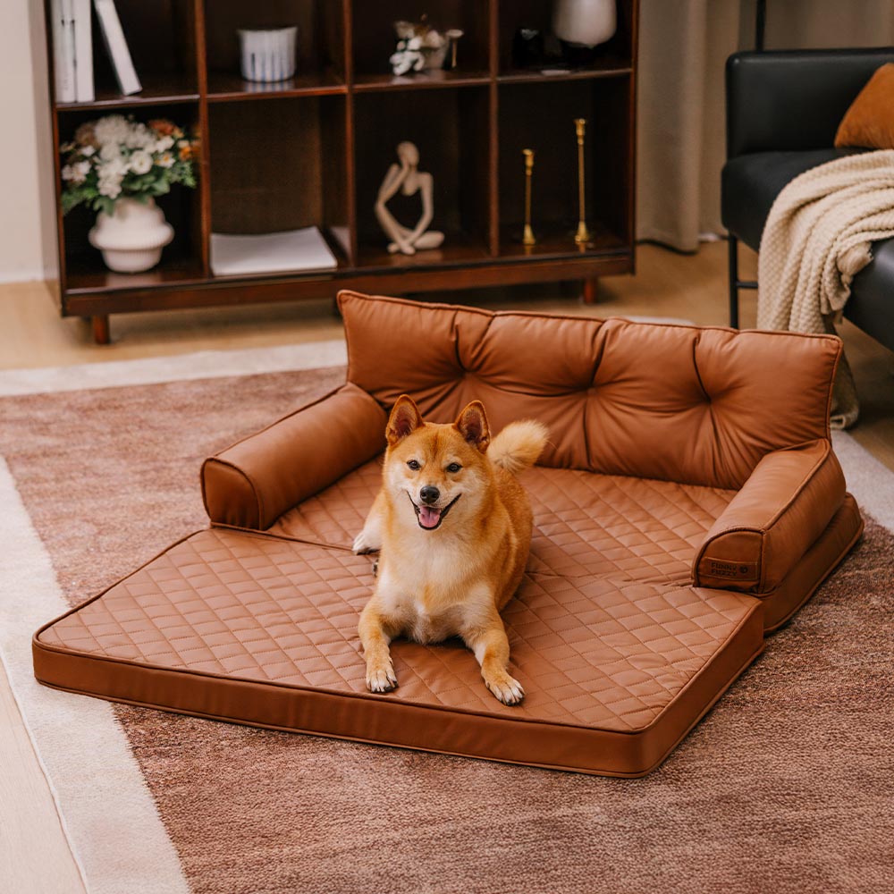 Luxe lit pour chien grand en simili cuir pliable orthopédique - CoreLounge