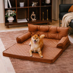 Luxe lit pour chien grand en simili cuir pliable orthopédique - CoreLounge