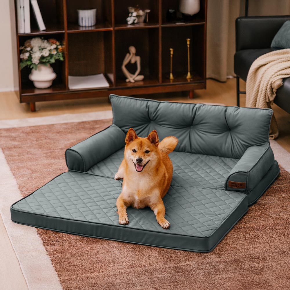 Luxe lit pour chien grand en simili cuir pliable orthopédique - CoreLounge