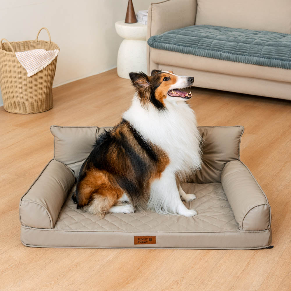 Luxe lit pour chien grand en simili cuir pliable orthopédique - CoreLounge