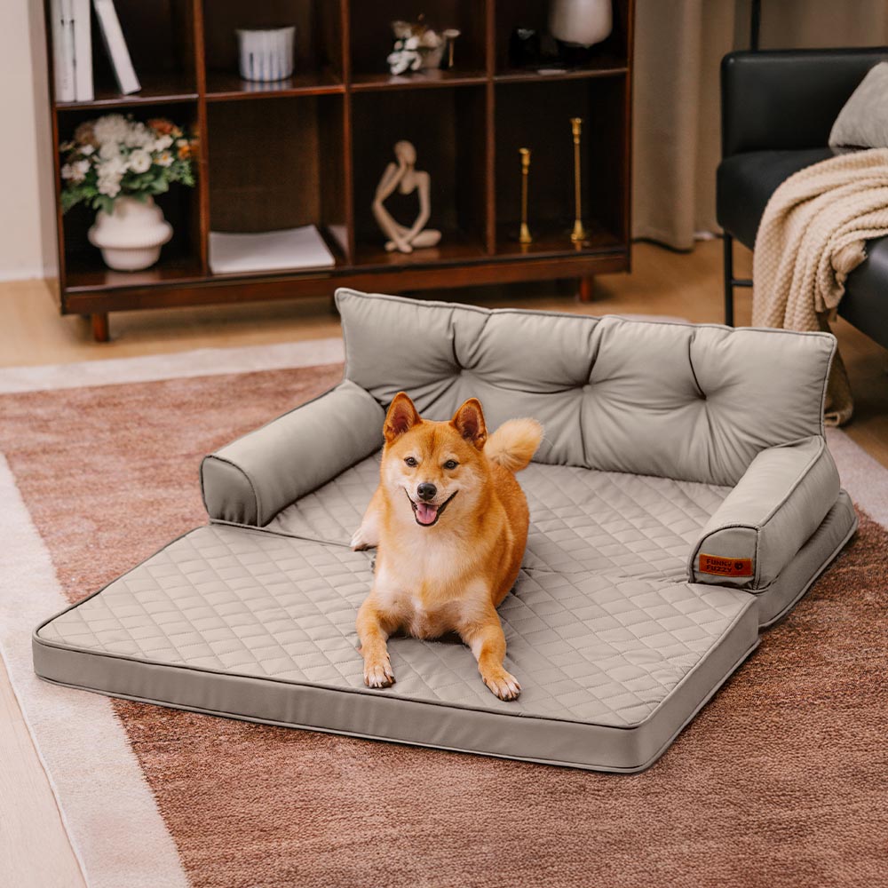 Luxe lit pour chien grand en simili cuir pliable orthopédique - CoreLounge