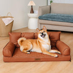 Luxe lit pour chien grand en simili cuir pliable orthopédique - CoreLounge