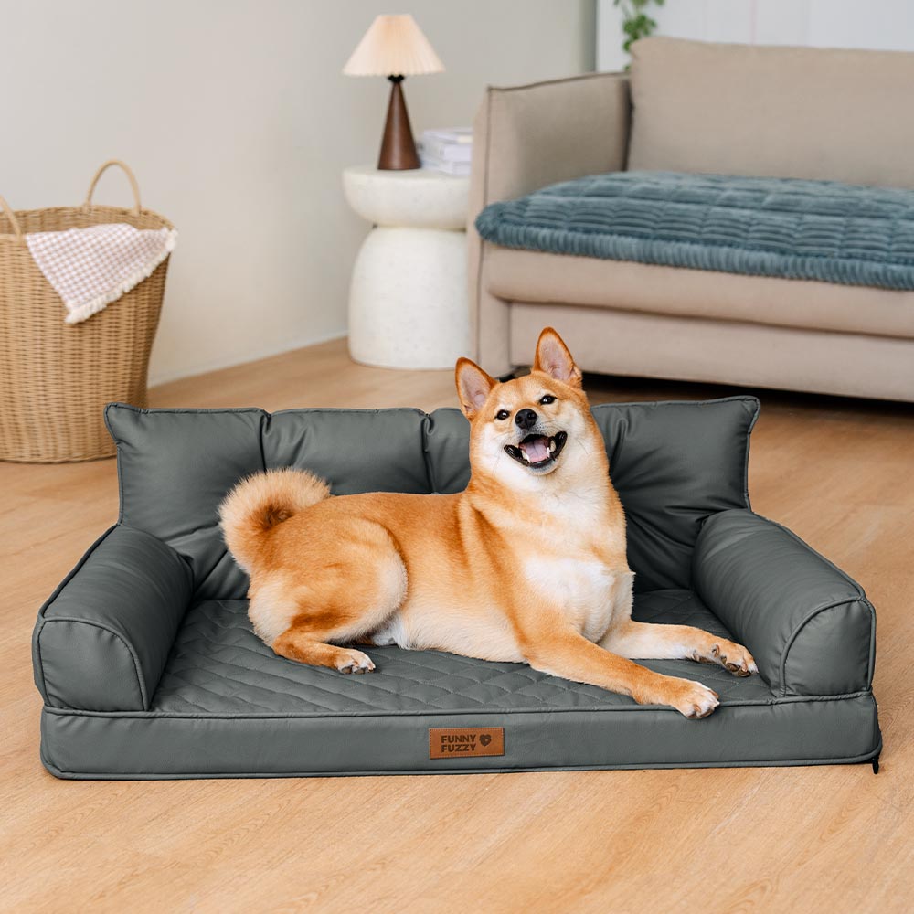 Luxe lit pour chien grand en simili cuir pliable orthopédique - CoreLounge