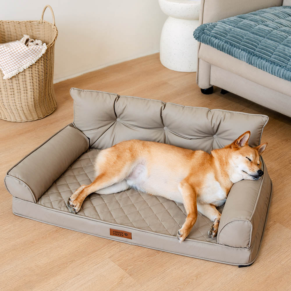 Luxe lit pour chien grand en simili cuir pliable orthopédique - CoreLounge
