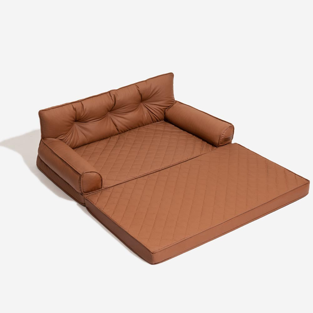 Luxe lit pour chien grand en simili cuir pliable orthopédique - CoreLounge