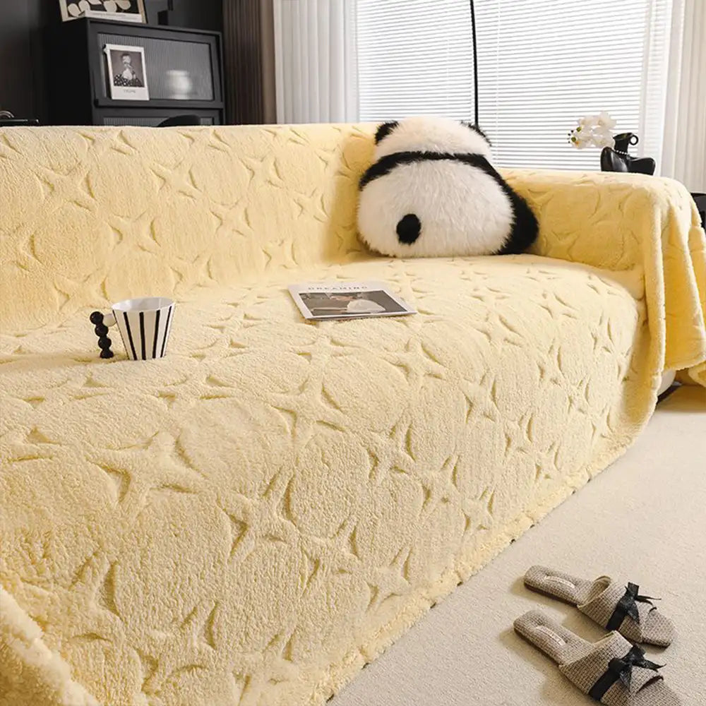 Housse de canapé décorative en jacquard texturé crème