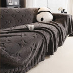 Housse de canapé décorative en jacquard texturé crème