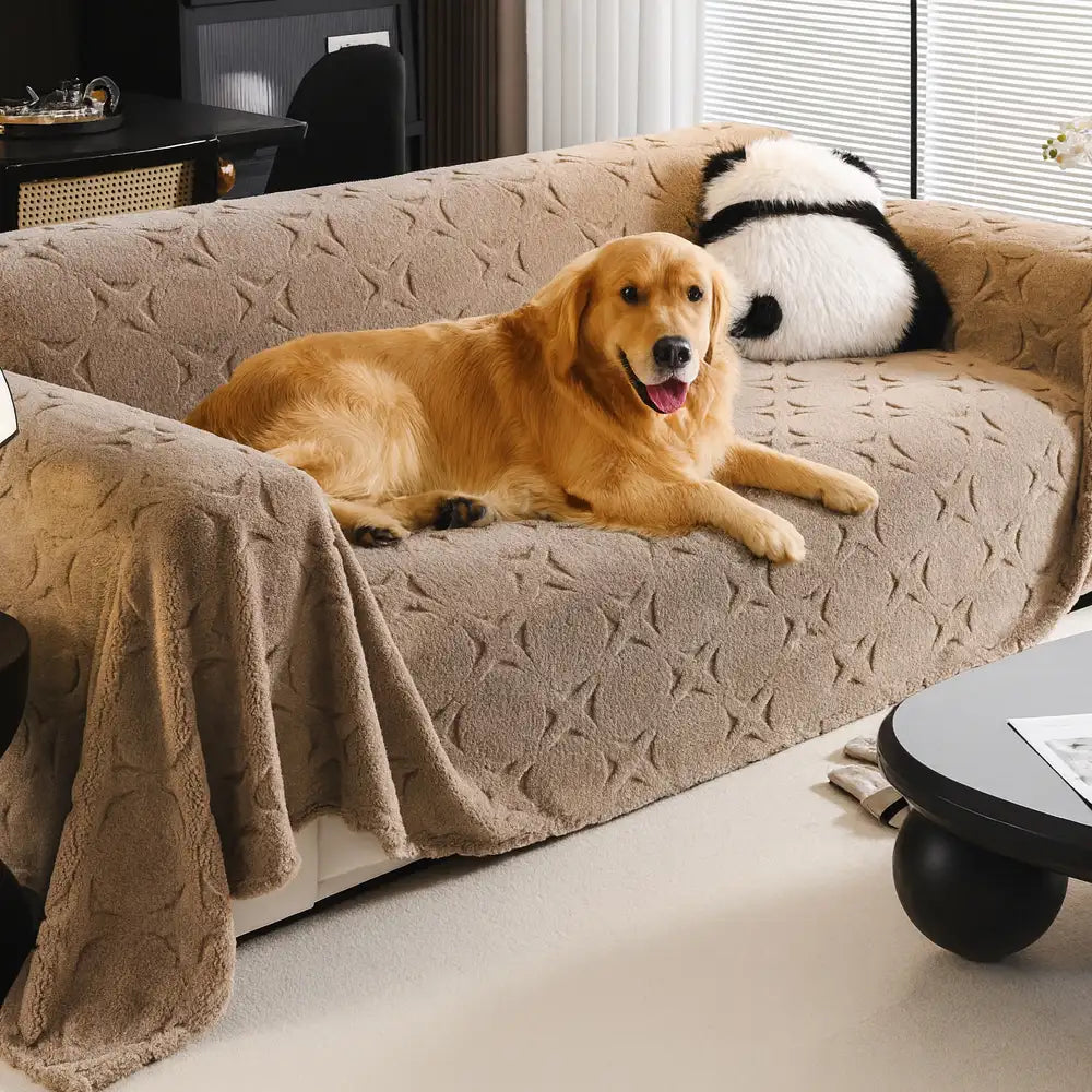 Housse de canapé décorative en jacquard texturé crème