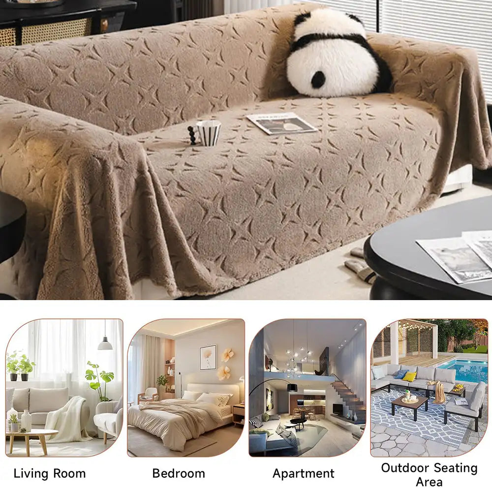 Housse de canapé décorative en jacquard texturé crème