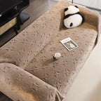 Housse de canapé décorative en jacquard texturé crème