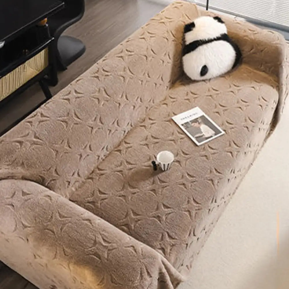 Housse de canapé décorative en jacquard texturé crème