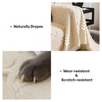 Housse de canapé décorative en jacquard texturé crème