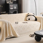 Housse de canapé décorative en jacquard texturé crème