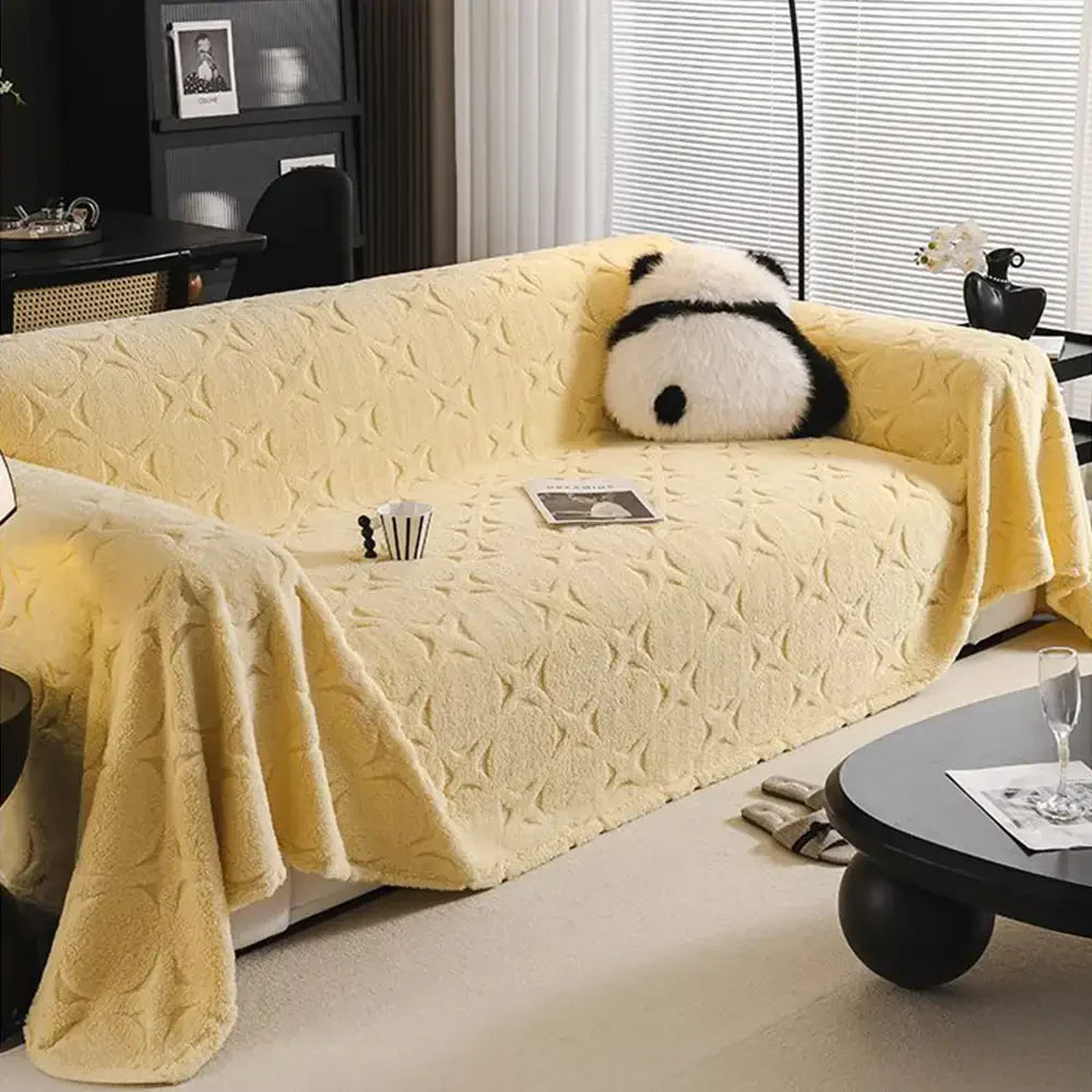 Housse de canapé décorative en jacquard texturé crème