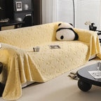 Housse de canapé décorative en jacquard texturé crème