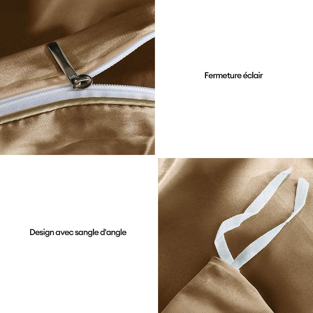 Parure de draps de lit en satin double face brillant luxueux et rafraîchissant