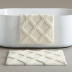 Tapis en peluche épais motif diamant absorbant lavable antidérapant