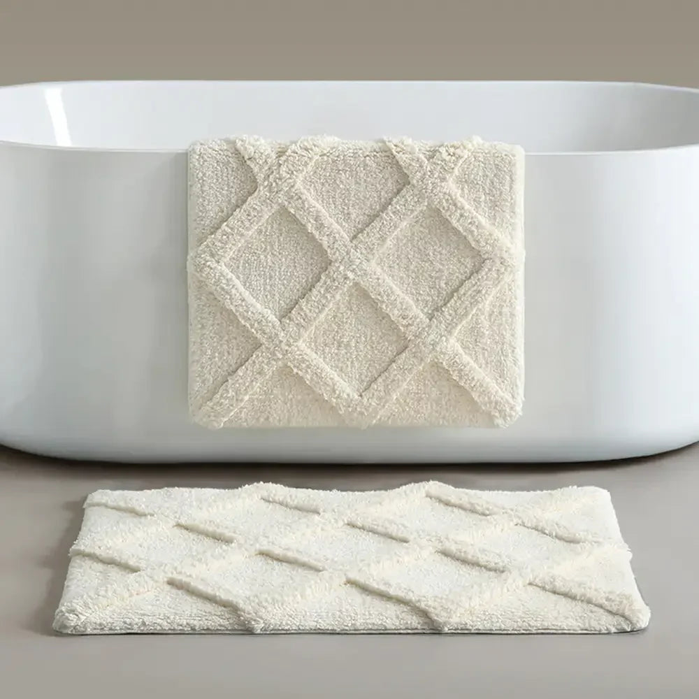 Tapis en peluche épais motif diamant absorbant lavable antidérapant