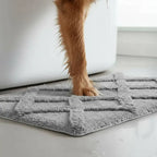 Tapis en peluche épais motif diamant absorbant lavable antidérapant