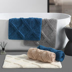 Tapis en peluche épais motif diamant absorbant lavable antidérapant