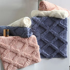 Tapis en peluche épais motif diamant absorbant lavable antidérapant