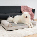 Lit orthopédique pour chien à soutien complet molletonné et en simili suède