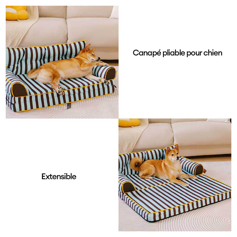 Canapé-lit pliable déperlant pour chien à rayures tendance - Sunny Siesta