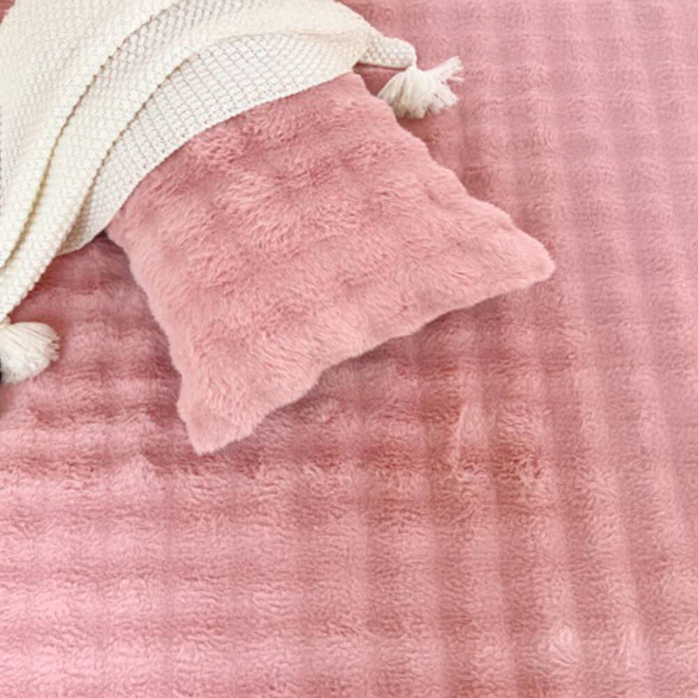 Oreiller coussin confortable en fausse fourrure de lapin à bulles pour tête de lit