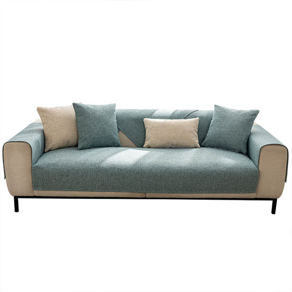 Housse de canapé minimaliste en lin respirant unie