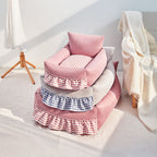 Lit pour chien et chat avec dossier rehaussé à volants lavable